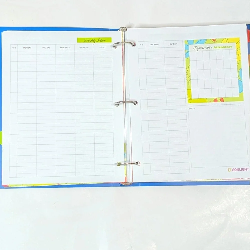 Sonlight Homeschool Planner Undated 3-Ring Binder Organizer Blue Multi-Color